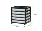 5 Drawers Scrapbook Plastic Rolling Storage Cart with Organizer Top with Casters,Black 85942633