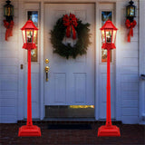64" Christmas Streetlamp Lantern 60 Warm LEDs, 8 Xmas Melodies, 2 Display Ways, ABS/PP/PVC, Red, 02304289