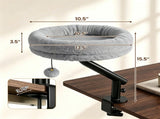 Gray ClampOn Desk Cat Bed Perch, 360&deg Rotatable Elevated Cat Bed with Removable Faux Fur Cover & 17317024
