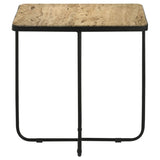 Travertine and Black Accent Table B062P153888