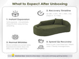 LY-048 Compression Curved Chaise Longue Chair Indoor, Modern Chenille Loveseat Couch with Deep Seat W2231P401728
