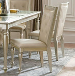 ZUN Traditional Design Silver Finish Dining Side Chairs 2pc Set Wood Frame Crystal Button-Tufted Back B01152165