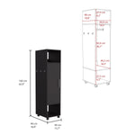 ZUN Cluster 63" Tall Wardrove One-Door Cabinet with Mirror, Three Shelves, Casters and Hanging Rod, B070P210733