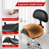 Saddle Stool with Back Support, Rolling Stools with Foot Rest, Ergonomic Adjustable Stool with N753P300969B