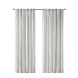 2pk Poly Printed Curtain Panel with Tufted Stripe White/Taupe 2-PK 50x95" B035P268154