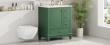 30" Bathroom Vanity with Sink, One Door with Shelf and Three Drawers, Soft Close Door, Green GL-N759P225994F