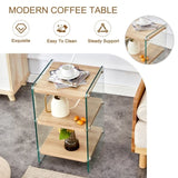 ZUN Three layer bedside cabinet.The board is made of MDF with wooden stickers, with transparent tempered W1151P183690