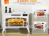 White Electric Fireplace Stove, 1500W Infrared Fireplace Heater with Realistic Flame Effect & 10810095