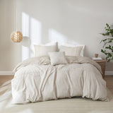 5 Piece Organic Cotton Oversized Comforter Cover Set w/removable insert Natural Full/Queen B035128744