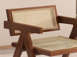 Modern Mid Century Dining Chair, Rattan Accent Chair with Armrest, Comfy Wood Armchair for Bedroom 41300800