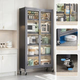 65" Kitchen Pantry Storage Cabinet, 6 Tier Metal Display Storage Cabinet with Transparent Door, W3204P300623