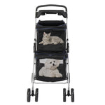 ZUN Pet Stroller for 2 Dogs and Cats, Double 4 Wheel Cat Pet Carriers Bag Jogger for Small Medium Pets, 11499507