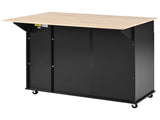 Kitchen Island with Drop Leaf, Kitchen Cart with 3 Tier Pull Out Cabinet Organizer, Internal 24787751