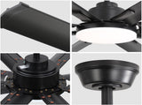 72 Inch Modern Large Design Ceiling Fans With Smart Remote Control 6 Wind Speed DC Motor Black for 92131768