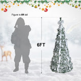 Artificial 6ft Flock Pop Up Christmas Tree with 150 lights,36 balls,6 ribbon, 1 large bow,18 05545034