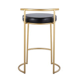 Round Fuji 26" Contemporary Fixed-Height Counter Stool in Gold Metal and Black Faux Leather by B202P222105