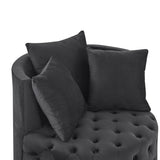 ZUN Velvet Upholstered Swivel Chair for Living Room, with Button Tufted Design and Movable Wheels, W48790917