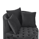 Velvet Upholstered Swivel Chair for Living Room, with Button Tufted Design and Movable Wheels, W48790917