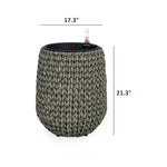 ZUN 17.3" Self-watering Wicker Planter - Garden Decoration Pot - Gray - Round B046P144673