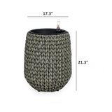 ZUN 17.3" Self-watering Wicker Planter - Garden Decoration Pot - Gray - Round B046P144673