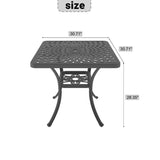 ZUN L30.71*W30.71-inch Cast Aluminum Patio Dining Table with Black Frame and Umbrella Hole W1710P166024