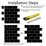 48 Pcs Black Design Glossy Peel And Stick Wall Tile, Transfer Self Adhesive Waterproof And Easy To 68751613