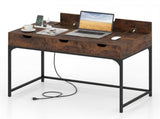 43.5" Home Office Desk with Built-in Charging Station & 3 Drawers Hidden Compartment 65126264