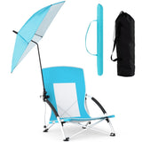 2 Pack Blue Umbrella Chair for Adults with Adjustable ParasolPortable Backpack Beach Chair 77774578