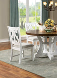 ZUN Lavish Design Distressed White 2pcs Dining Chairs Only, Gray Padded Fabric Seat Dining Room Kitchen B011111836