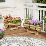 Outdoor Wooden Planter Solid Acacia Wood Half-Barrel Planter Box With Legs 90958351