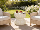 U_Style Outdoor Concrete Side Table,Rounded Waist Outdoor End Tables, Decorative Garden Stools for N711P422067M