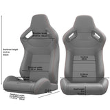 2PC New Universal Bucket Racing Seats Red Stitch Red PVC Leather Reclinable Carbon Look Leather Back W1739P266854