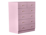 25.98"*15.75"*43.7" 5-Tier 6-Drawer Cabinet Drawer Dresser with Gold Handles Macaron Pink 89911285