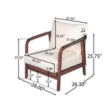 28" Outdoor Lounge Chair with Woven Backrest, Solid Wood Frame, Comfortable Cushions, and Curved N767P255015D