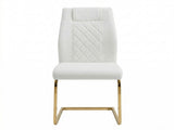 High-Back Chairs Set of 4, PU Leather Modern Kitchen Chairs with Gold Legs for Home Furniture W3803P420015