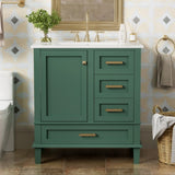 30" Bathroom Vanity in Green, Modern Bathroom Cabinet Sink Combo Set, Bathroom Storage Cabinet WF321698AAF
