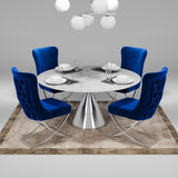 PrimeNest Noblesse Collection Upholstered Silver Legged Dining Chair, Set of 2, Blue B030P286147