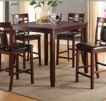 ZUN Modern Contemporary 5pc Counter Height Dining Set Cherry / Brown Finish Unique Eyelet Back 4x Chairs HS00F2252