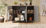 K&K 51.2"W Geometric Twill Stripe Textured Design Kitchen with Drop Leaf, Farmhouse Kitchen N707P221444Z