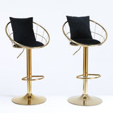Black velvet bar chair, pure gold plated, unique design,360 degree rotation, adjustable W117065087