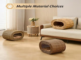 Handwoven Cat Cave House - Indoor Kitten Bed with Double-Sided Seasonal Mats, Sturdy Pet House for 91509379