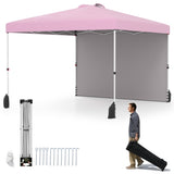 10 X 10 FT Pink Pop up Tent with Wheeled Bag and 1 Sidewall 21025822