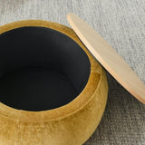 Round Storage Ottoman, 2 in 1 Function, Work as End table and Ottoman,with small seat,Dark W487P165700