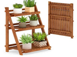 Acacia Wood 3-Tier Ladder Plant Stand, Foldable Indoor Outdoor Display Rack 15875335
