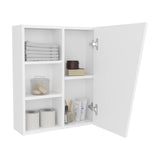 White Medicine Cabinet with Mirrored Door and Open Storage B062P323179
