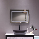 ZUN 28"x 20" Square Built-in Light Strip Touch LED Bathroom Mirror Silver 56002790