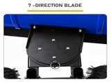 Manual Snow Pusher 36x18in with H-Handle, Blue Iron Blade, Black Handle, Blue Wheels, Snow Plow 33234706