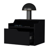 ZUN Black Dual-Shelf Display Floating Nightstand B062P175147