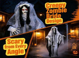 6FT Life Size Hanging Ghost Bride Halloween Decoration, Sound Activated Animated Prop with Glowing 52196442