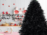 5ft Black Christmas Tree with 250 White LED Lights, 1076 Tips PEPVC Artificial Tree for Halloween & 78139816